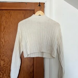 Kendall & Kylie Off-White Ribbed Knit Top
